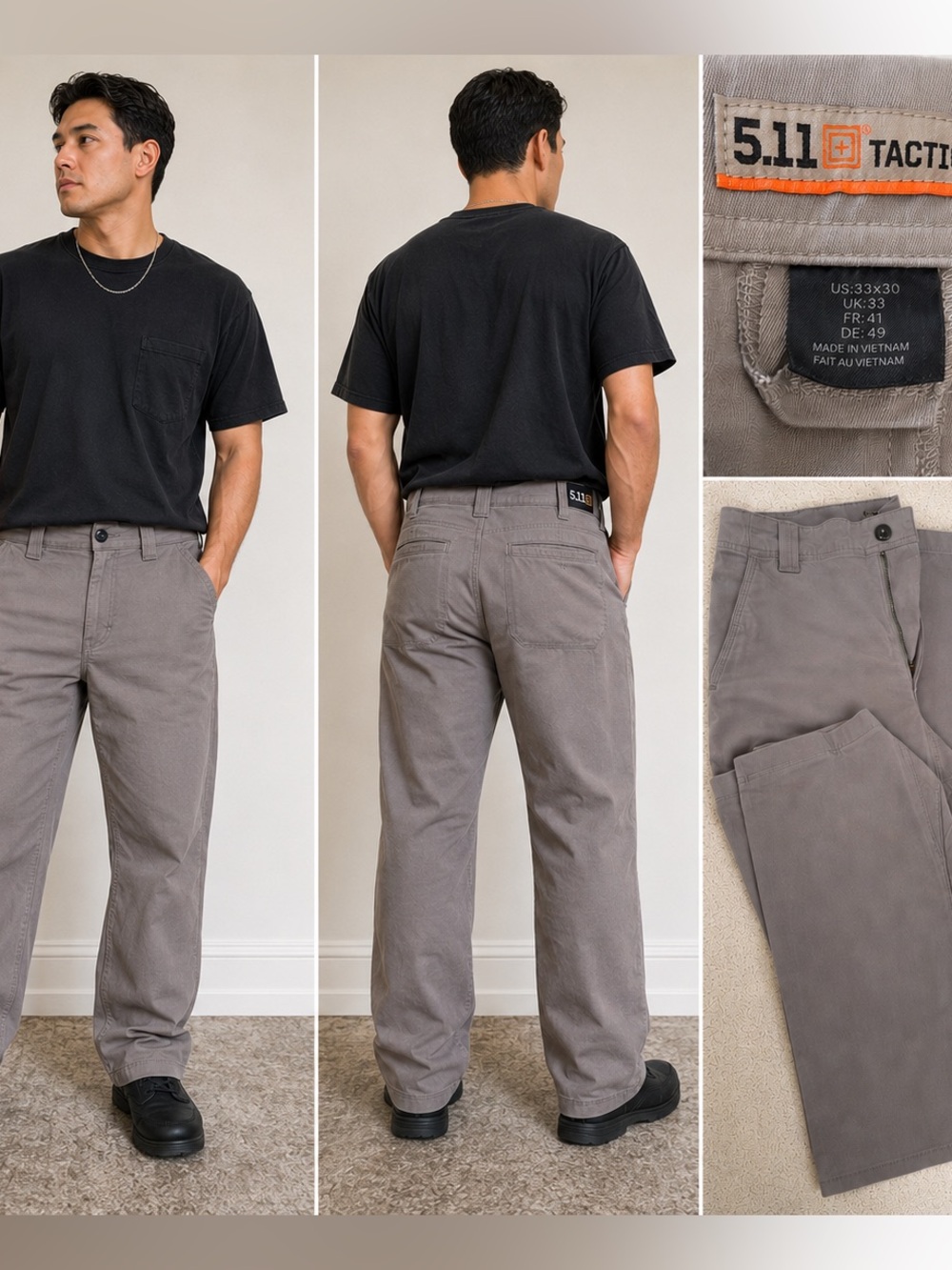 5.11 Tactical Mens Gray Utility Work Pants 33x30 Straight Performance Duty